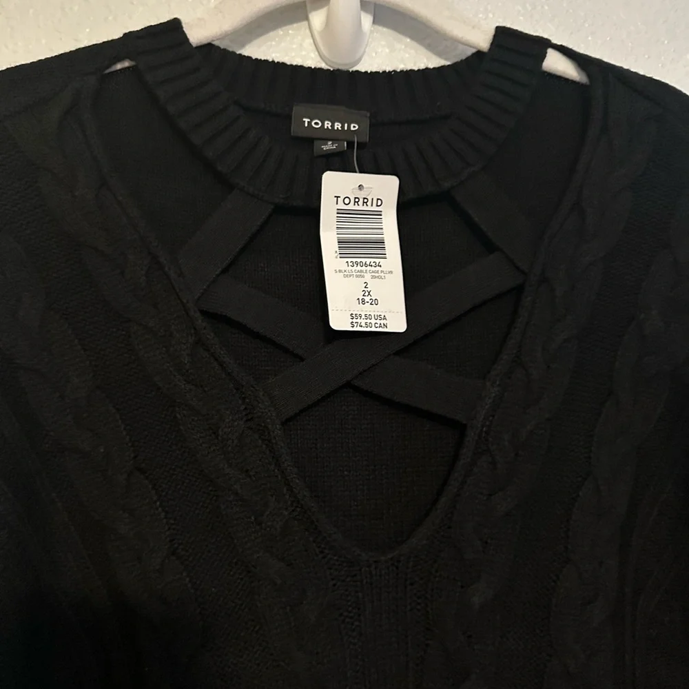 NWT Torrid Black Cable Cage Long Sleeve Pullover Sweater Size 2 (2X) - Picture 2 of 13